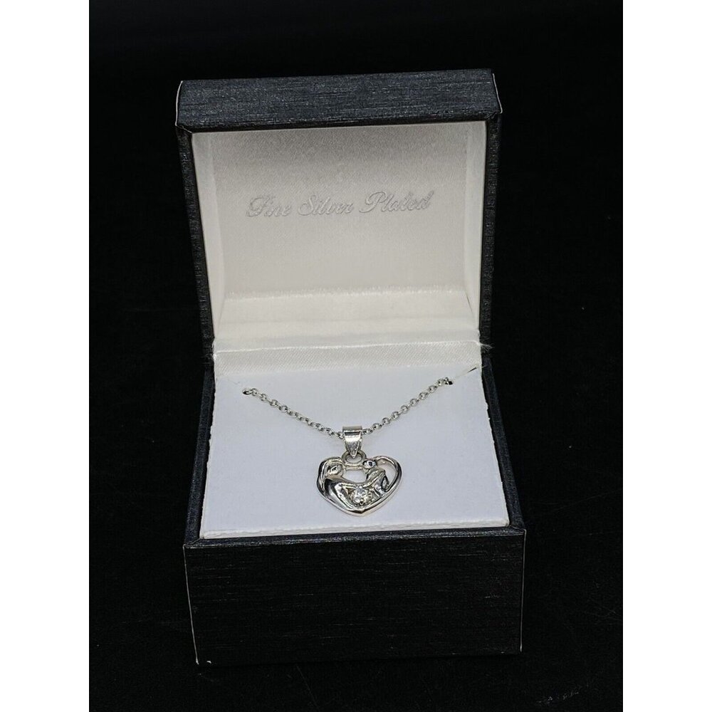 ATT Fine Silver Plated Mother Child Heart Pendant Gift Necklace Mother’s Day